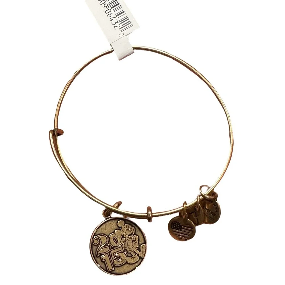 2015 Mickey Mouse Alex & Ani Bracelet‎ Dated Disney Parks Gold Tone